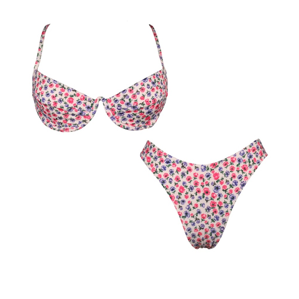 Heavy Manners Floral Bikini - Pink and Blue